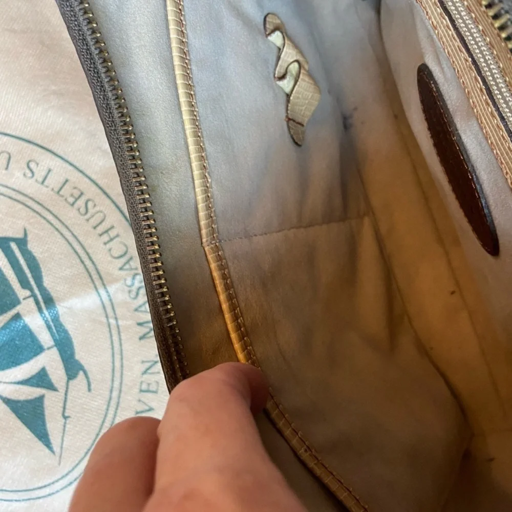 Brahmin Tan and Brown Embossed Bag EUC - Picture 7 of 11